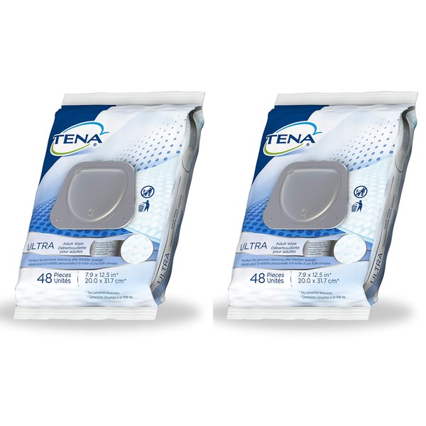 Tena Ultra Incontinence Adult Wipe, 48 Count (Pack of 2)