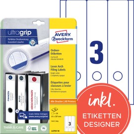 Avery Zweckform L4759-10 File Labels 297x61 mm White 10 Sheets for Inkjet Laser Copy