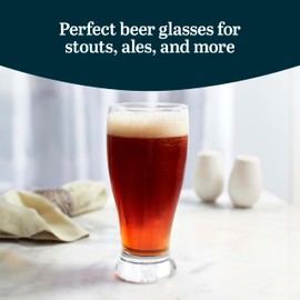 Libbey Classic Pub Beer Glasses Party Pack, Stackable, Modern Bar Glassware Set of 12, Large All Purpose Pint Beer Glasses for Stouts, Ales and More