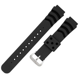 CREPHA Watch Strap, 0.7 inches (18 mm), Urethane Resin Belt, Easy, Includes Tools, Black, Black, 20 mm, Curved
