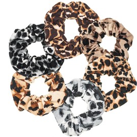 Scrunchies for Hair, Leopard Print 6PCS Bandana Scrunchy Hair Ties, Hair Bands for Women. (Leopard Print)