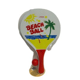 Beach Rackets with Ball Beach Paddle Ball Tennis Catch Paddle Game 38 cm Coloured Wooden Beach Rackets with Ball, Beach Tennis Pool Party, Assorted Colours, Random Colour Beach Rackets