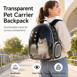 Transparent Pet Carrier Backpack for Travel – Ventilated Bubble Design for Small Cats, Puppies & Small Pets