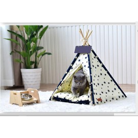 Matissa Pets Teepee Indian Tent with Cushion Cats Dogs Rabbits Tent Play House (Small (16" X 16" X 20"))
