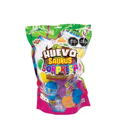 Huevo Saurus Sorpresa 20 piezas, Huevo de dinosaurio contiene un juguete y Dulce comprimido y Confitado, Las Delicias.