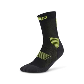 CEP Core Run Mid Cut Compression Socks 5.0, Black/Lime, Unisex, XS