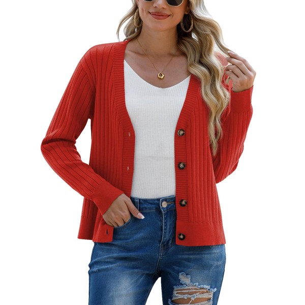 PrinStory Women's Cardigans Button Down Jumpers Long Sleeve Tops Open