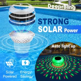 DeeprBling Dosing Float Pool with Marquee Solar Lights, Chlorine Dosing Float Whirlpool with Button Control, Colourful Lights, Chlorine Float Pool Float for Chlorine Tablets, Adjustable Release