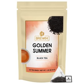 BREWIX, Darjeeling Golden Summer Tea From Himalayas (22 Pyramid Tea Bags) | High Grown in the Himalayas | Long Leaf Tea, Packed in Resealable Ziplock Pouch