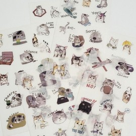 Set of 6 cat stickers Dakku sticker diary Dakku paper sticker decoration student photo card / 6매 세트 고양이 스티커 다꾸스티커 다이어리 다꾸 종이 스티커 꾸미기 학생 포카 포토카드