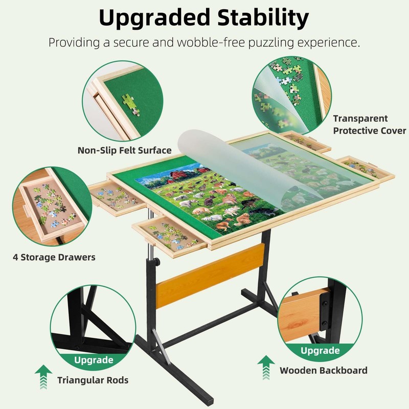 ALL4JIG 2000 Pieces Puzzle Table for Adults Gifts, Wooden Jigsaw