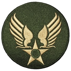 Papapatch US Air Force USAF Logo Star Wings Army Military Embroidered Sewing on Iron on Patch - OD Olive Drab Gold (USAF-Wing-OD-Gold)