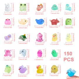 YHCHLHFF 150 Pcs Luminous Mini Resin Little Animal Miniature Animal Figurines Glow in The Dark to Hide mini Animals Micro Garden Potted Plants Landscape Aquarium Ornaments Fairy Garden Accessories