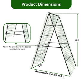 AlisisFores Garden Trellis for Climbing Plants, A-Shape Garden Plant Support Frame for Raised Bed Vegetables, Provides Support for Beans, Tomatoes and Cucumber, Black