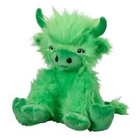 Bauer Spielwaren - Highland Cow Cuddly Toy with Fluffy Green Fur, Sitting, 25 cm, Green (12203)