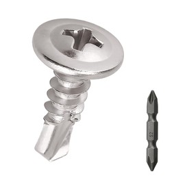 #10 x 5/8" Phillips Wafer Head Sheet Metal Tek Screws (100 pcs), 410 Stainless Steel, Phillips Drive Wafer Head Self Tapping Screws, Fayeploo (with Phillips Driver Bit)