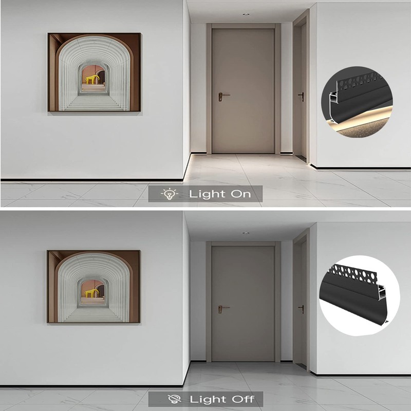 Besseto Black Baseboard LED Aluminum Channel,3 x 2m Toe Kick