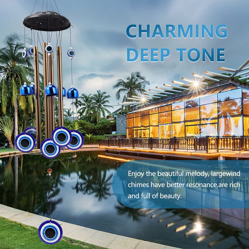 YEBON Turkish Blue Evil Eye Amulet Wind Chimes for Home