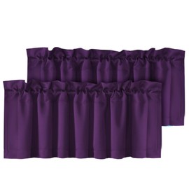 H.VERSAILTEX 2 Panels Blackout Curtain Valances for Kitchen Windows/Bathroom/Living Room/Bedroom Privacy Decorative Rod Pocket Short Winow Valance Curtains, 52" W x 18" L, Plum Purple
