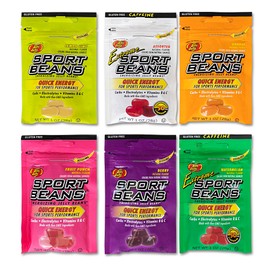 Jelly Belly Sport Bean Variety | 6 pack 1oz bags | Contains Carbs, Electrolytes, Vitamin B & C | 6 FLAVORS Berry, Fruit Punch, Lemon Lime, Orange, Extreme Assorted & Extreme Watermelon Energy Beans | MINTS