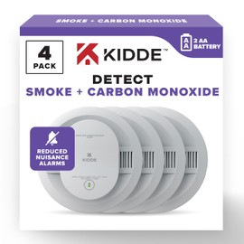Kidde Smoke & Carbon Monoxide Detector, AA Battery Powered, LED Warning Light Indicators, 4 Pack