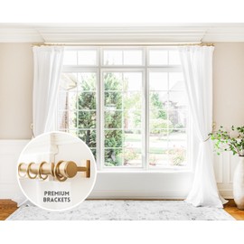 BlastHome™ Luxury Adjustable Curtain Rod Brackets – Premium Quality Heavy Metal Replacement Accessory – Signature Collection, Set of Two – Fits Up to 1 1/4" Diameter Curtain Rods – Brushed Gold