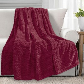 Homebliss Cuddly Blanket, 130 x 150 cm, Fluffy Fleece Blanket, Couch Blanket, Super Soft Fleece Blanket as Sofa Throw or Bed Throw, Bedspread - Bordeaux