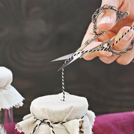 Embroidery Scissors, Vintage Flower Pattern Needlework Stainless Steel Scissors(Bronze)