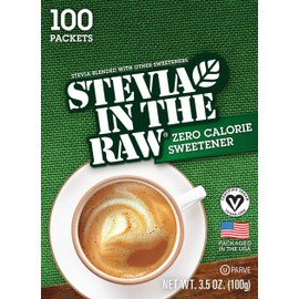 STEVIA IN THE RAW, Zero Calorie Sweetener Packets 100 Count Box (12 Pack)