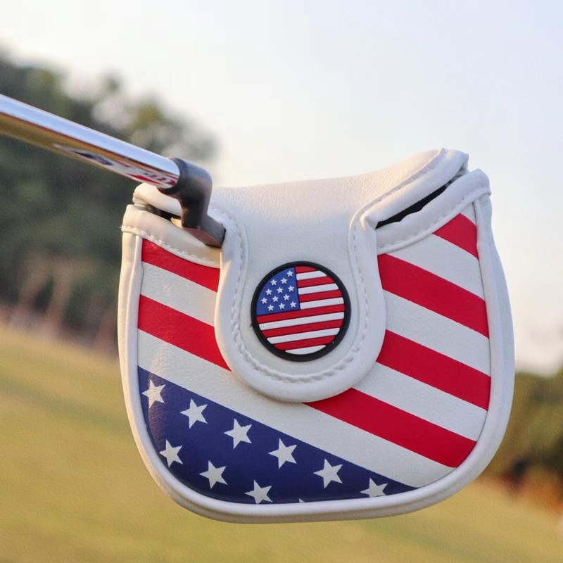 PU Leather USA Flag Golf Square Mallet Putter Club Cover