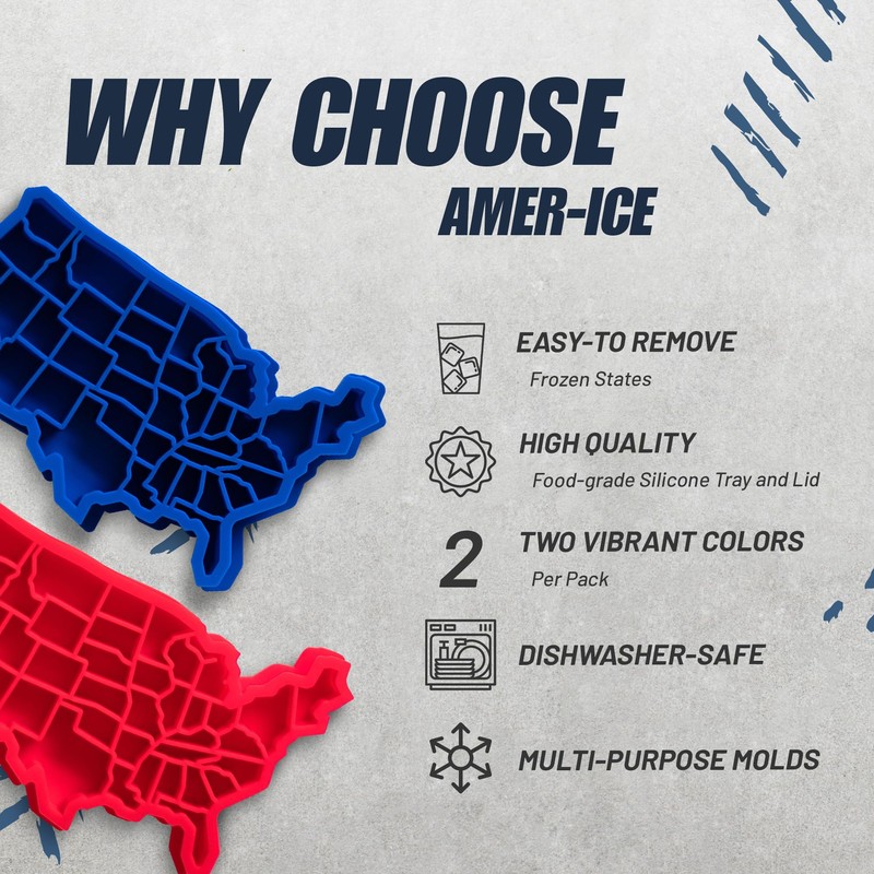 Amer-Ice Ice Cube Tray, USA Ice Cube Tray with State