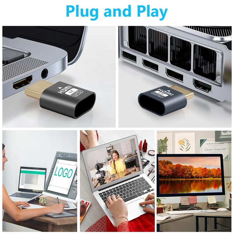 AXFEE HDMI Dummy Plug, 4K@60Hz 3840x2160 Display Emulator, Portable Wireless