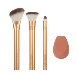 ECOTOOLS, Face + Blend Sculpt Set, Kit de Maquillaje con 3 Brochas y Esponja, para Base, Iluminador y Sombras