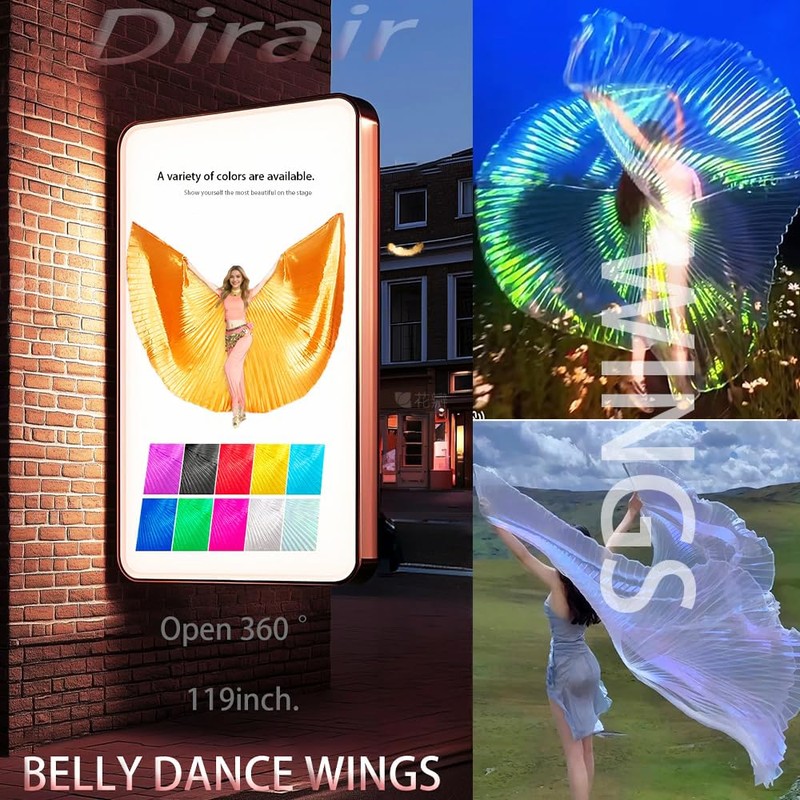 Women Adult Egyptian Professional Belly Dance Costume isis Wings 360