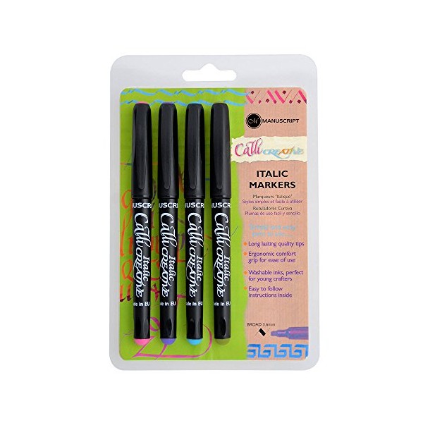 Manuscript Pen Manuscript Calli-Creative Markers, 3.6mm, Blue, Green, Pink and Purple, 4-Pack