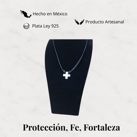 TClaudia, Cruz de Plata 925 Suiza, collares para mujer y hombre, collar de hilo encerado ajustable.