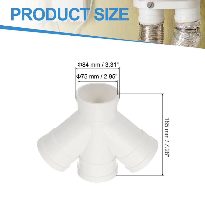 PATIKIL Double Wye Duct Splitter, 3" to 3" (Socket x
