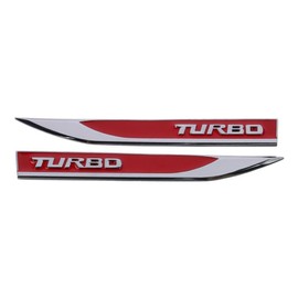 2pcs/pair turbo badge, left and right metal turbo stickers, red car side fender rear trunk emblem badge stickers