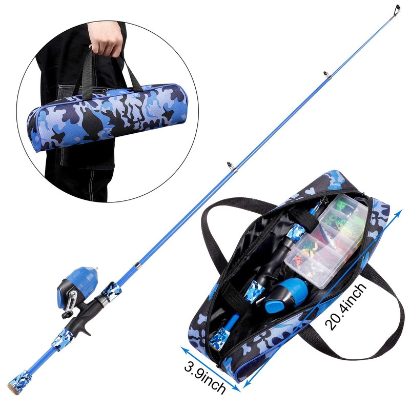 Gamashino Kids Fishing Pole Set - 2Pack Rod and Reel