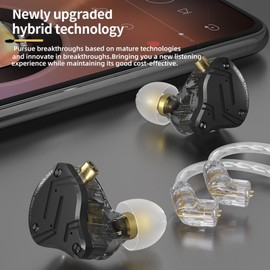 Goshyda KZ ZS10 Pro X in Ear Monitor Earphone, 1DD + 4BA Hybrid Driver HiFi Stereo Monitor Headphone with Detachable Silver Plated 0.75mm 2Pin Cable, for Audiophiles DJ