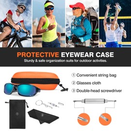 MoKo EVA Semi Hard Shell Sunglasses Case, Unisex Protective Eyeglass Case Glasses Case Holder with Metal Hanging Hook Mini Screwdriver for Men Women, Orange
