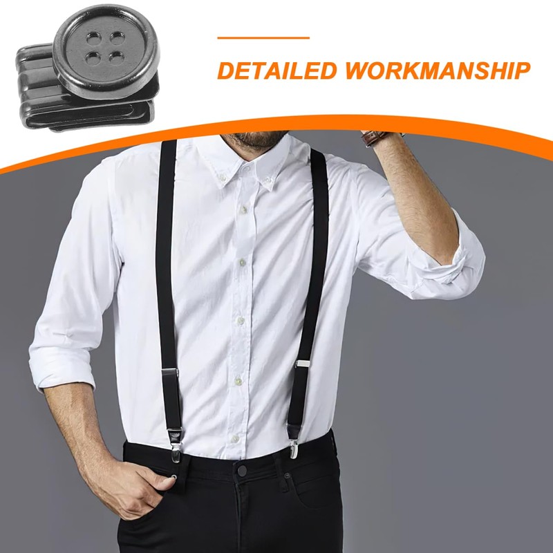 6-Piece Set of Metal Snap Clips for Suspenders, Sewing, Adjustable