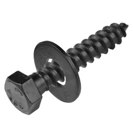 3/8 x 1-1/2 (50 pack) Lag Screw Kit, 50 screws and 50 washers, Ceramic Black Ruspert Coating for Exterior Use by Makers Bolt