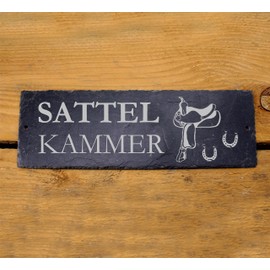 Saddle Chamber Door Sign Slate Engraved Horses Saddle Stable Board Horse Stable 22 x 8 cm