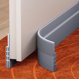 GroTheory 2 Pack Door Draft Stopper, Under Door Draft Blocker, Soundproof Weather Stripping Door Seal, 2"" W x 39"" L, Grey