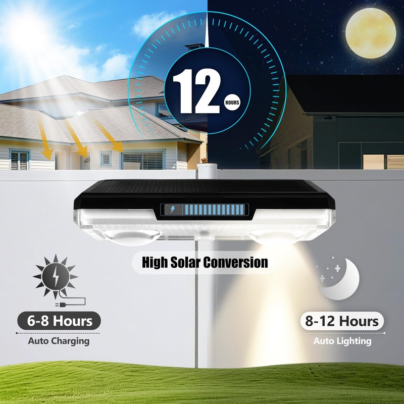 Hobychild Solar Fence Lights Outdoor，8 Pack IP65 Waterproof Fence Lights