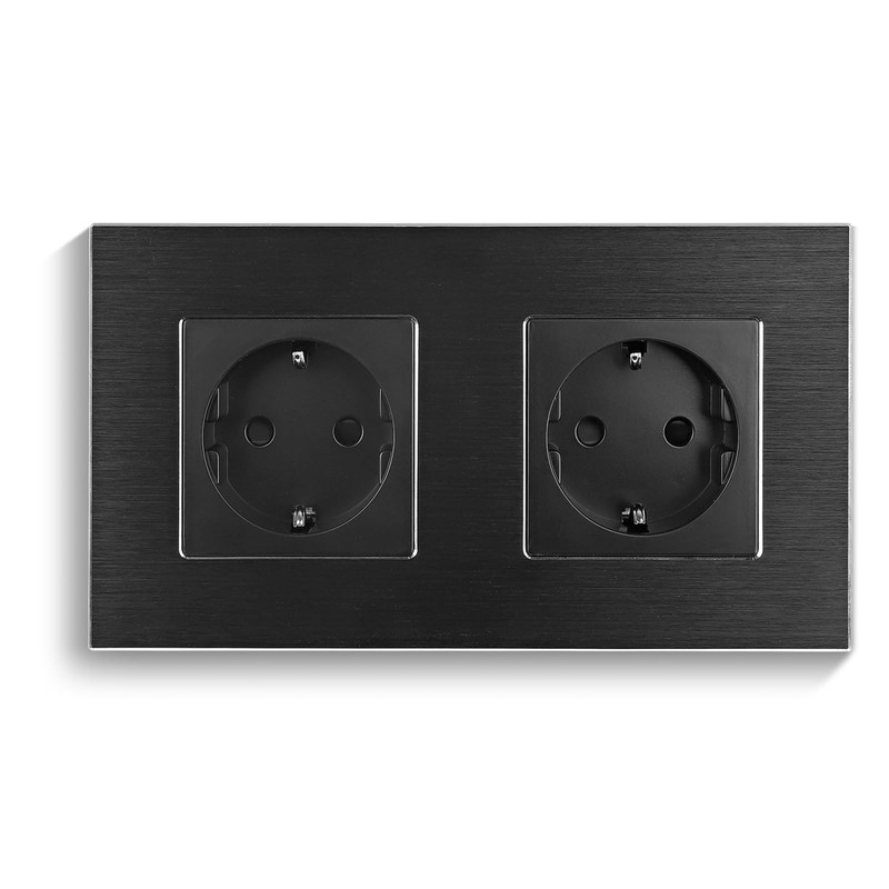 CNBINGO Aluminium Schuko Socket Flush-Mounted, Protective Contact Installation Wall Socket