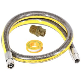 SPARES2GO Universal Oven Cooker Gas Supply Hose, PTFE Pipe Tape & Micro Connector (4ft 1/2 inch, Bayonet, BS EN14800 CE)