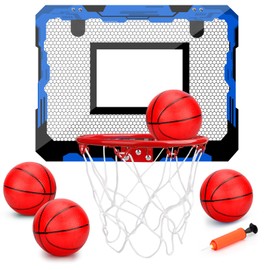 Indoor Mini Basketball Hoop Set, Upgrade Wall Mount Basketball Hoop for Wall Yard Outdoor, Over Door Room Hoops Game with 4 Balls Shatter Resistant Backboard -Complete Accessories Included