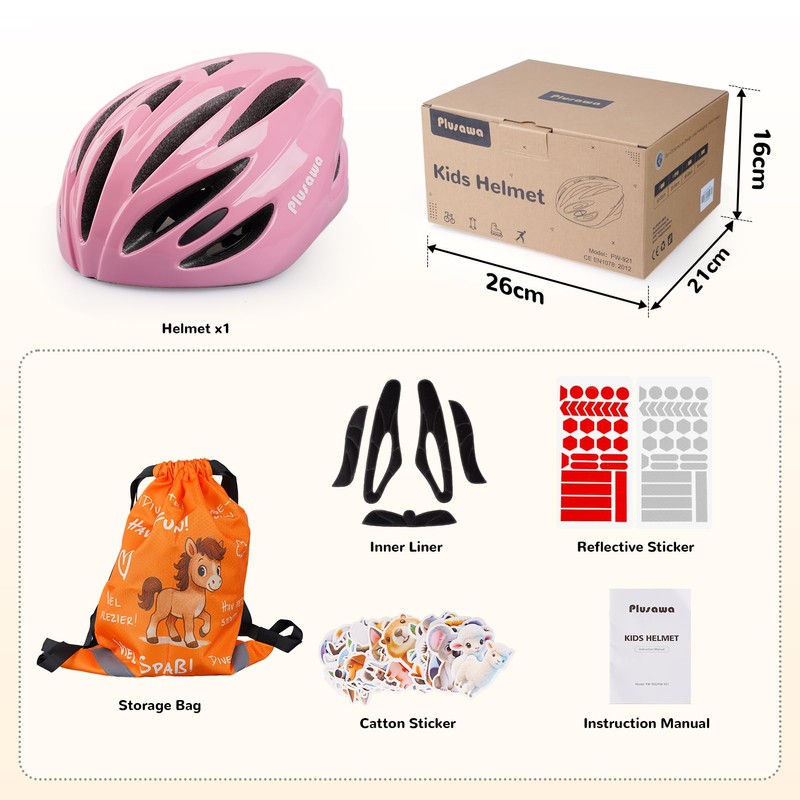 Plusawa Kids Helmet for 5-18 Years, Lightweight PC Shell, Interior